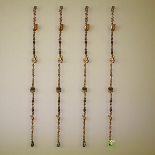 Brass Handmade Swing Chain with Intricate Animal Engravings | Timeless Decor | Designer Brass Swing Chain for Jhula ( Yellow, 90 inch) Aakrati