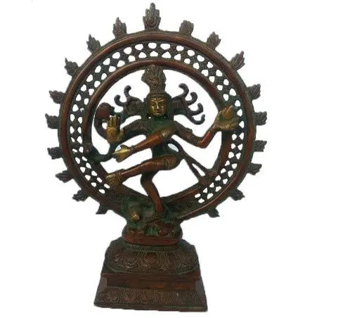 Decorative Brass Nataraj Idol – Antique Style Hindu God Shiva Statue for Spiritual Gifts & Home Temple Aakrati