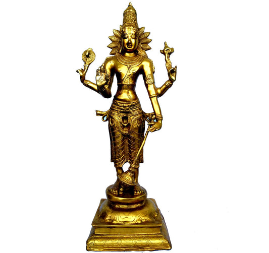 Divine Handmade Brass Vishnu Idol | Perfect for Devotional and Decorative Purposes | Brass Vishnu Idol ( Yellow, 30 inch) Aakrati