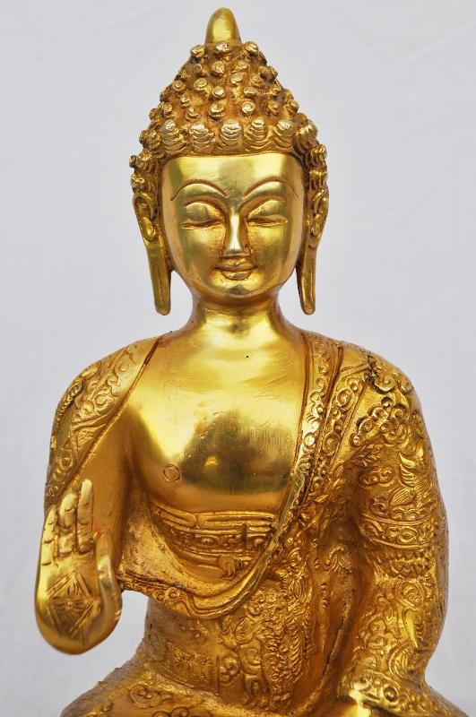 Luxury Brass Buddha Murti | Traditional Spiritual Idol for Peaceful Home Decoration | Brass Buddha Statue ( Yellow, 13 inch)