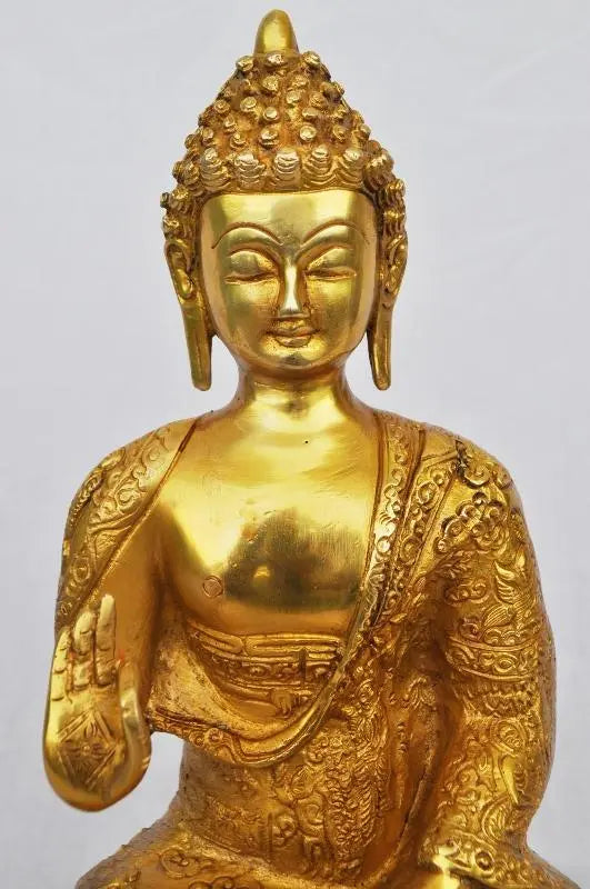 Luxury Brass Buddha Murti | Traditional Spiritual Idol for Peaceful Home Decoration | Brass Buddha Statue ( Yellow, 13 inch) Aakrati
