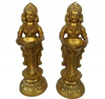 Handcrafted Brass Deep Laxmi Diya – Lakshmi Deepak for Aarti, Puja Rituals & Festive Decoration Aakrati