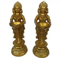Handcrafted Brass Deep Laxmi Diya – Lakshmi Deepak for Aarti, Puja Rituals & Festive Decoration Aakrati