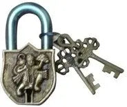 Brass Hanuman Engraved Padlock | Divine Protection for Your Home | Brass Padlock For Home Safety ( Yellow, 3.5 inch) Aakrati