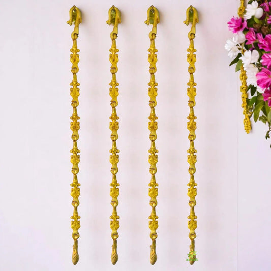 Designer Brass Jhula Chain | Handcrafted for a Luxurious Swing Experience | Brass Decorative and Stylish Swing Chain ( Yellow, 90 inch) Aakrati