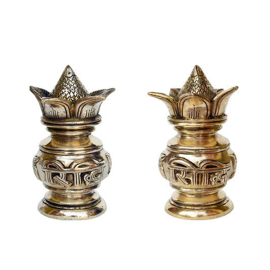 Brass made decorative Riddhi Siddhi Kalash for Temple/Pooja Ghar Aakrati