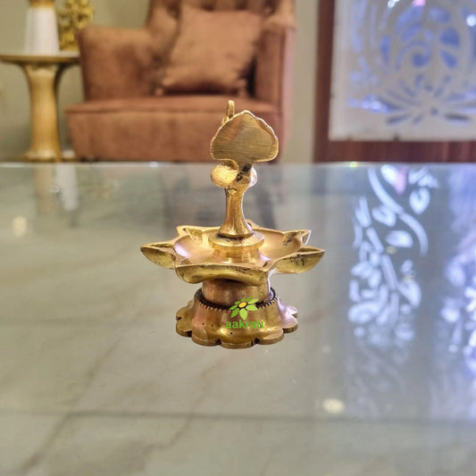 Handcrafted Brass Peacock Diya | Ideal for Housewarming and Pooja | Peacock Shape Brass Deepam ( Yellow, 3.5 inch) Aakrati