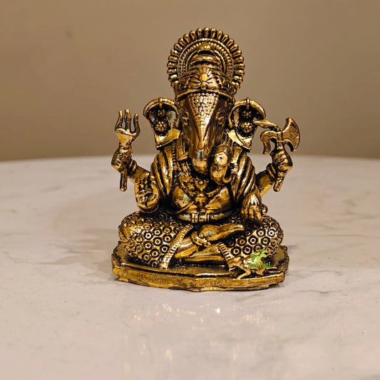 Light Weight Brass Ganesh | Brass Ganesh Idol for Your Car Dashboard | Ganesh Statue Aakrati