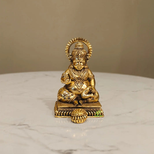 Premium Brass Kuber Idol | Decorative Idol for Bringing Wealth and Good Fortune | Handcrafted Brass Kuber Murti ( Yellow, 3 inch) Aakrati