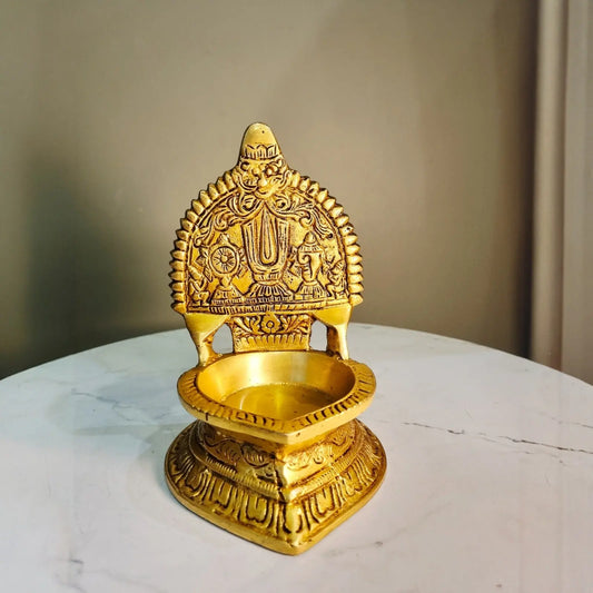 Brass Balaji Diya for Pooja | Brass Oil Lamp for Temple | Balaji Diya (Yellow, 6.2 Inches) Ashopi