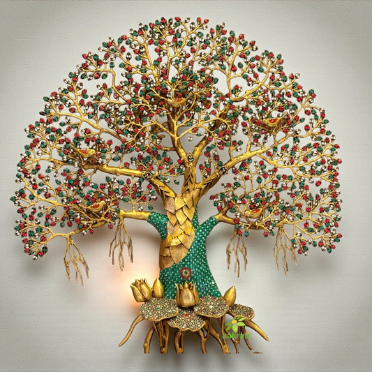 Handcrafted Brass Kalpvriksha Tree | Home & Office Décor | Brass Kalpvriksha Tree for Wealth & Prosperity Aakrati