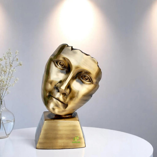 Unique Human Face Art Sculpture | Elegant Decorative Sculpture for Living Room Ambience | Handcrafted Human Face Statue ( Brown, 8.4 inch) Aakrati