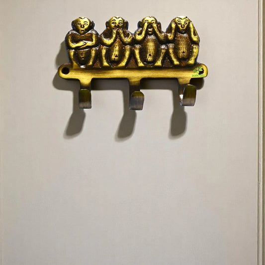 Brass Monkey Wall Hook | A Fun and Functional Home Accent | Brass Decorative Wall Hook ( Yellow, 4.5 inch) Aakrati