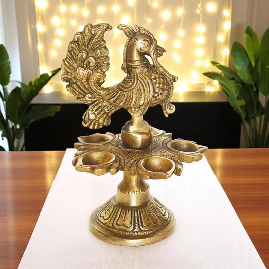 Peacock Oil Lamp made of Brass Metal Decorative Lamp Aakrati