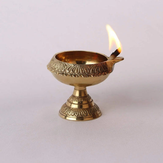 Brass Diwali Gift Kuber Deepak On Stand Diya Oil Lamp for Puja Home Decor 100% Pure Brass Aakrati
