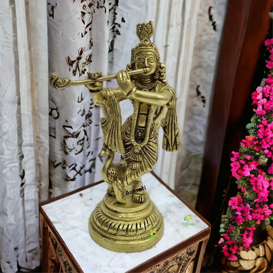 Brass Krishna Statue with Yellow Finishing |Religious statue| |Hindu idols| |Krishna Statue| Aakrati