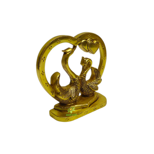 Handcrafted Brass Swan Pair Decorative Frame | Premium Gift for Home Decor Lovers | Elegant Decorative Home & Office Décor (Yellow, 5.5 inches)
