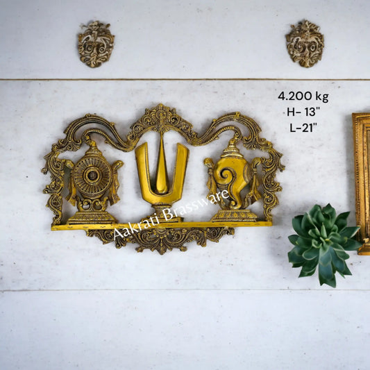 Sankh Chakra Namah brass metal handmade precious statue |wall decor| |wall art| | home decor| Aakrati
