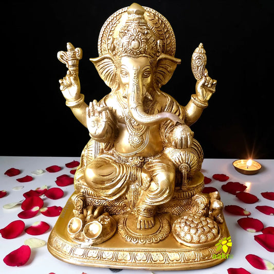 Sitting Hindu lord Ganesh, best festive gift metal craft statue figure sculptuer for Religious temple Aakrati