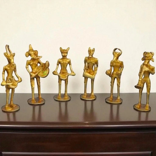 Brass Musician Figurines | Unique Home Decor for Music and Art Lovers | Brass Musician Set ( Yellow, 5.5 inch) Aakrati