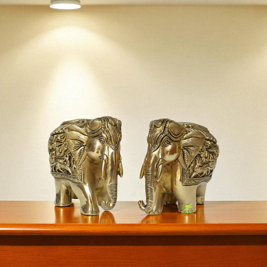 Home decor brass made hand carved decorative elephant figure Aakrati