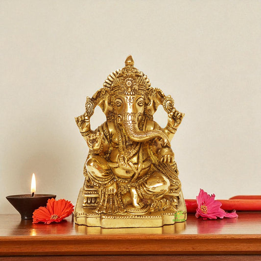 Lord Ganesha brass made hand carved statue by aakrati Aakrati