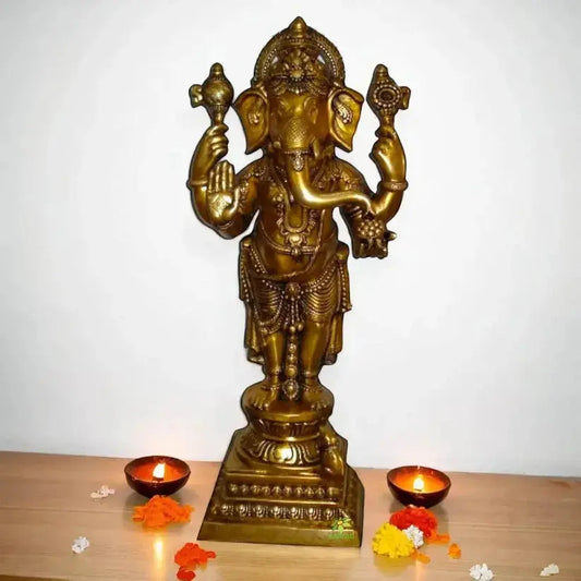 “The Spiritual and Aesthetic Benefits of a Brass Lord Ganesha Standing Idol”