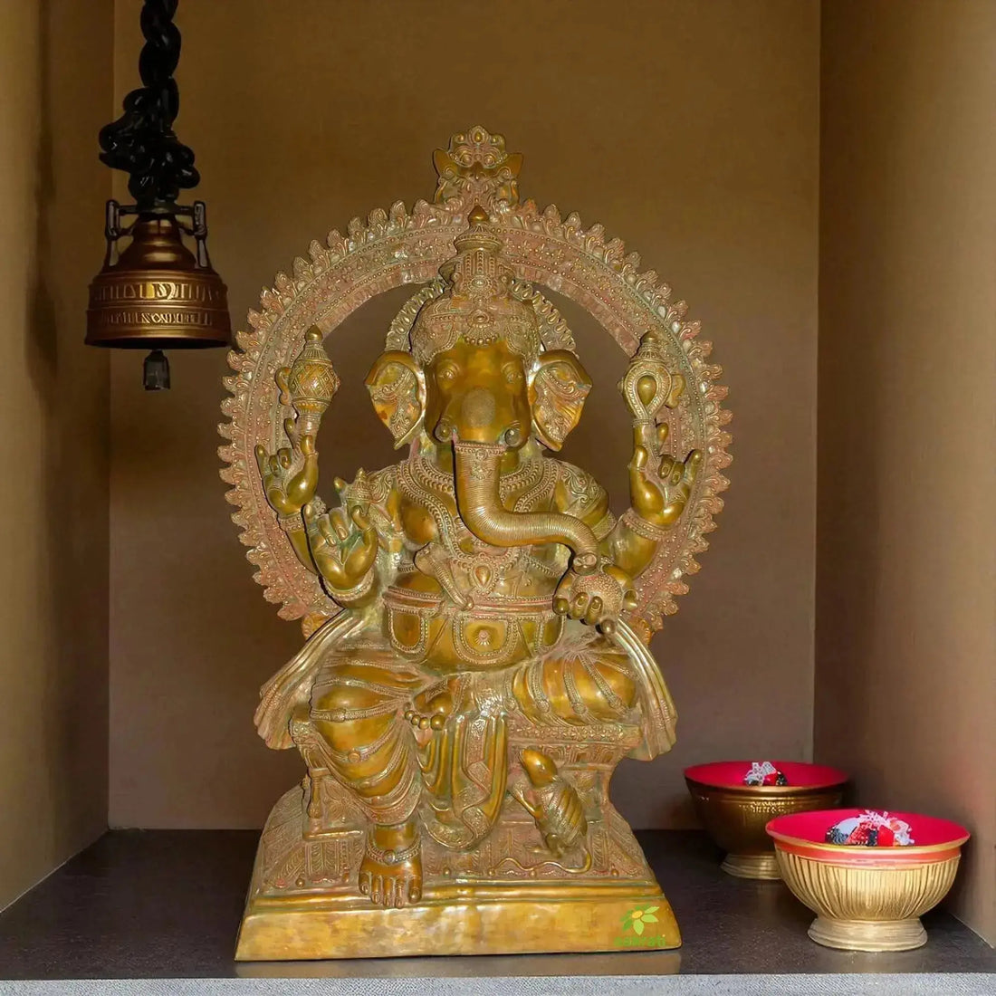 Auspicious golden Ganesha murti for home, symbol of wisdom, protection, and new beginnings