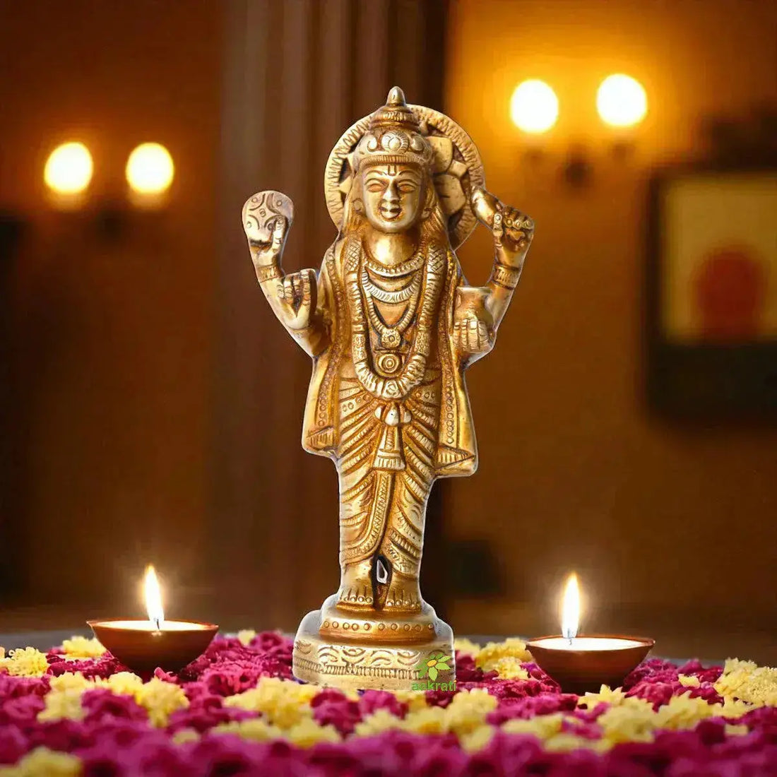 Brass Lord Dhanvantari statue for home temple