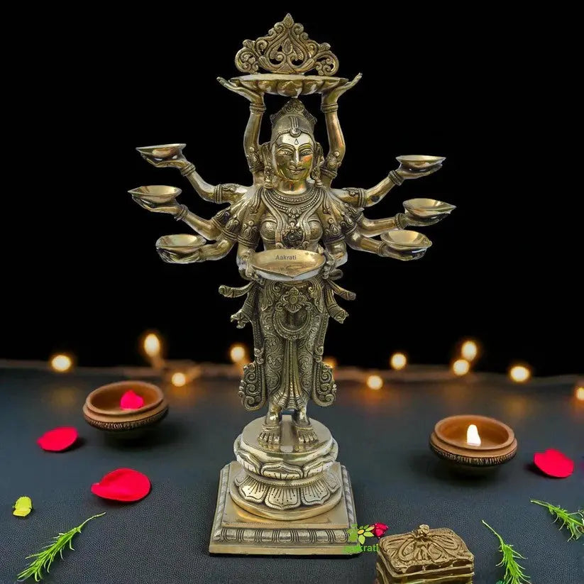 The Timeless Beauty of a Big Size Brass Deep Lakshmi Statue for Elegant Indian Interiors