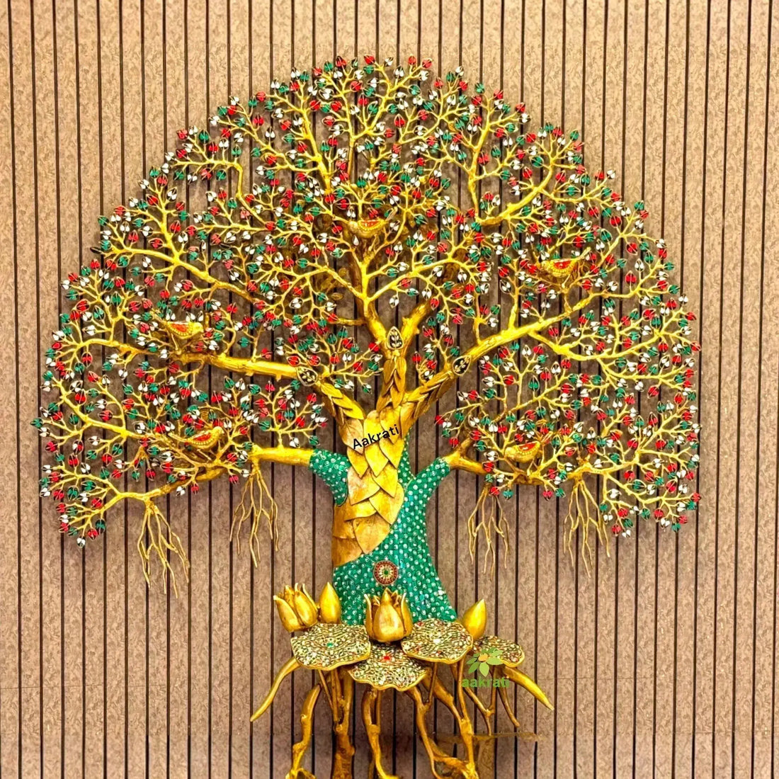 Brass tree with stone finish for home décor elegant showpiece design