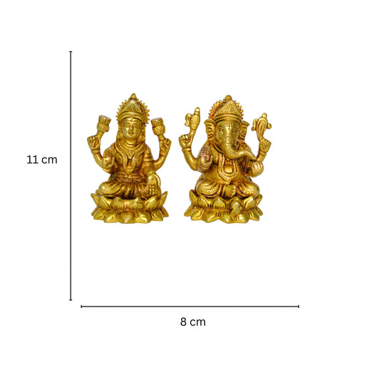 Brass Laxmi Ganesha Statue Pair for Home & Gift