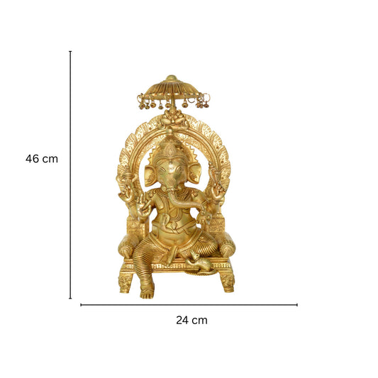 Sitting Ganesha throne Brass Metal Decorative Figure