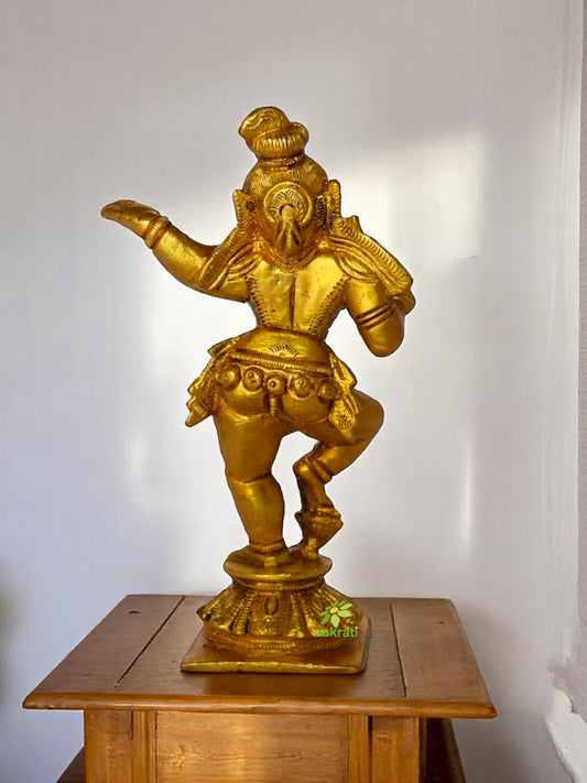 Divine Baby Krishna Idol | Blessings for Your Home and Heart | Brass Krishna Dancing Statue ( Yellow, 6 inch)