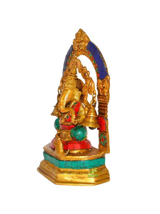 Decorative turquoise stone work Ganesh with bells