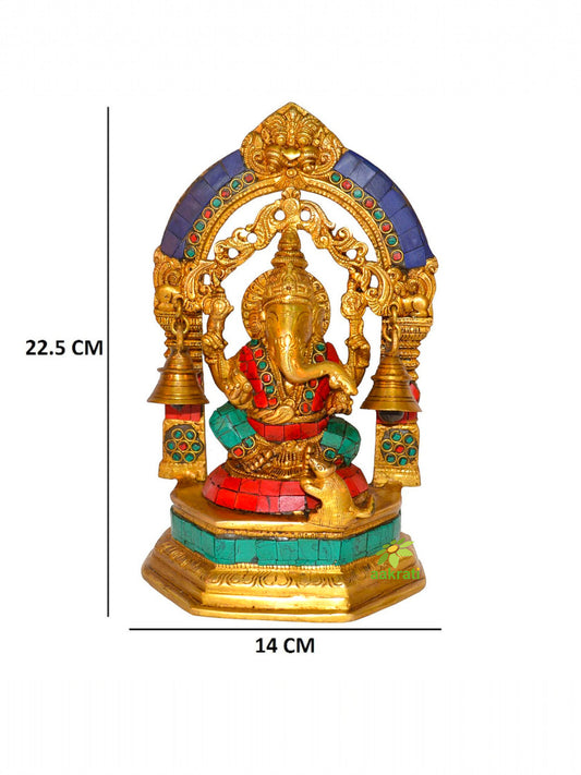 Decorative turquoise stone work Ganesh with bells