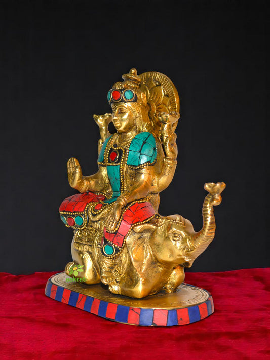 Laxmi Ji Sitting on Elephant metal Murti for worship