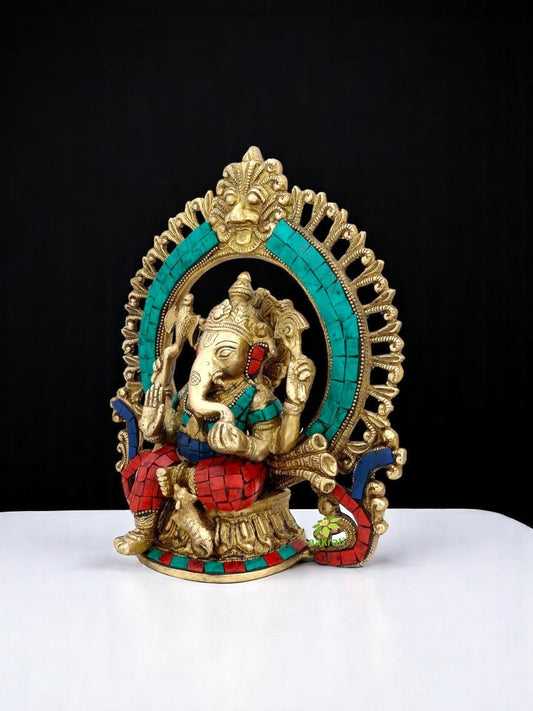 God Ganesh Idol decorative murti with stone work