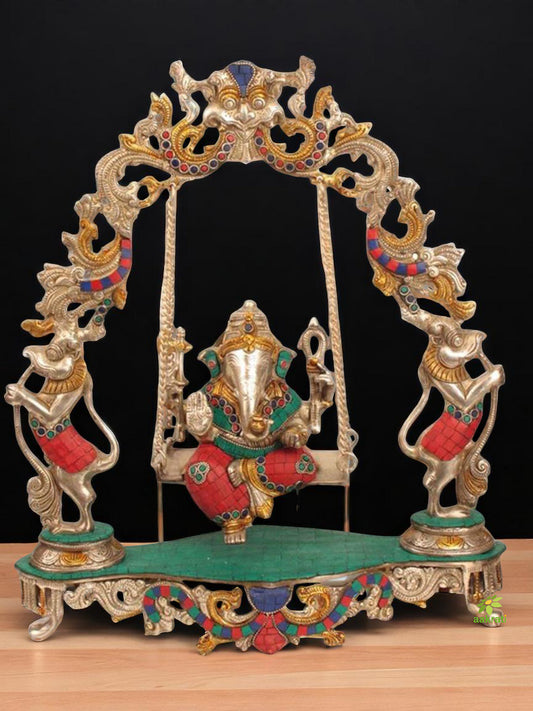 Ganesh Jhula brass Statue decorative work - unique gift showpiece