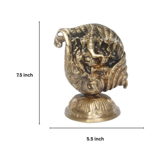 Brass Lord Ganesha Idol | Spiritual Decor for Blessings and Protection | Brass Ganesha Murti ( Yellow, 7.5 inch)