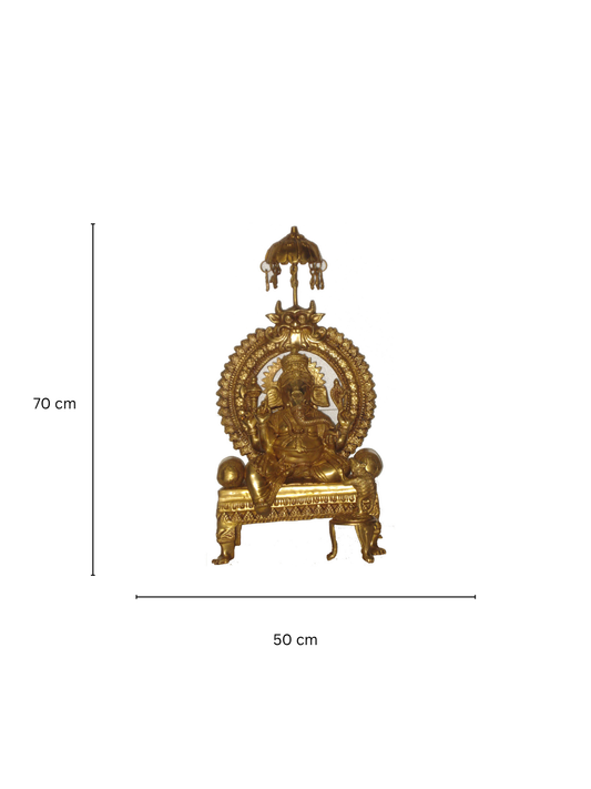 Lord Ganesha Glorious Statue Sitting On a Throne