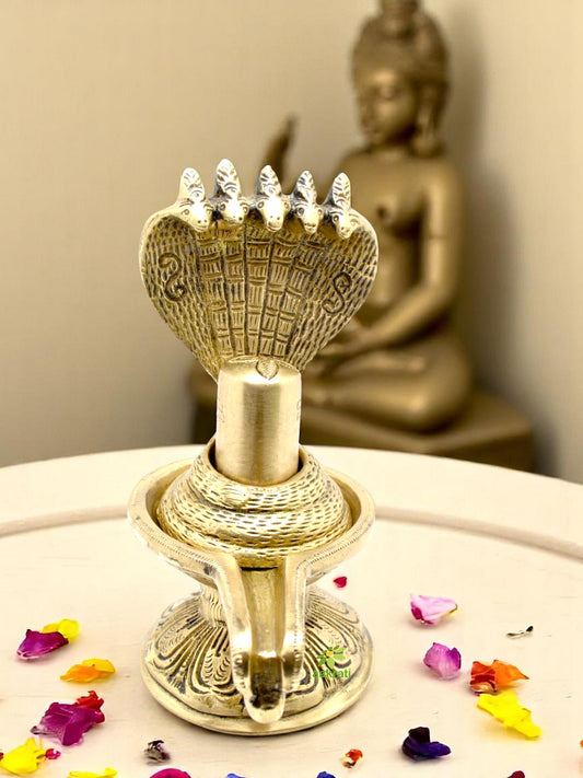 Handmade Brass Shivlinga Idol | Elegant Spiritual Decor for Your Home and Temple | Brass Shivlinga Statue ( Yellow, 6 inch)