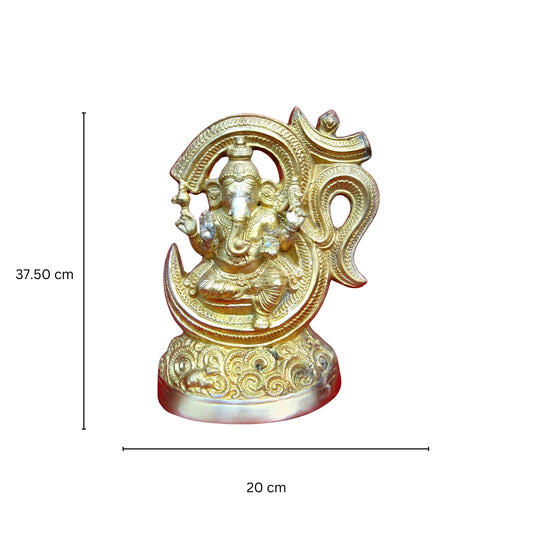 Lord Ganesha Brass Statue with Symbol of Om