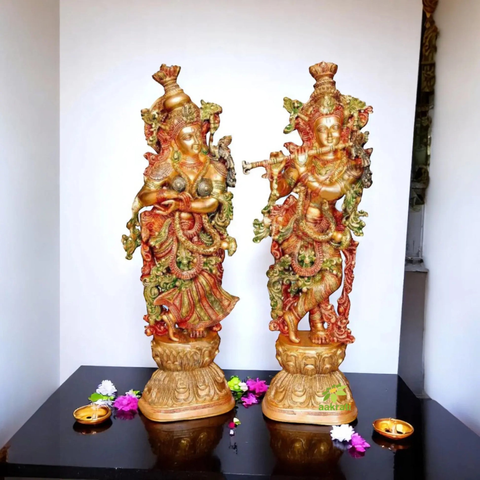 12 Radha Krishan Messing-Statue, dekoratives Prunkstück, schönes und 12 Radha Krishan Messing-Statue, dekoratives Prunkstück, schönes und