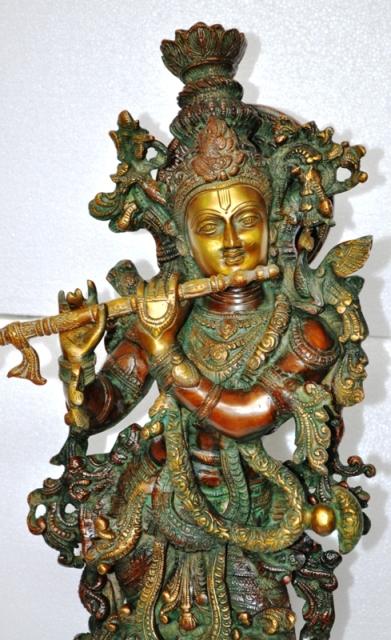 Brass krishna Murti | Perfect Gift for Devotees and Home Decor Lovers | Divine krishna Idol ( Brown, 29 inch)