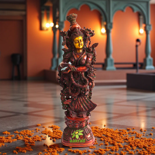 Brass Radha Murti | Perfect for Temples and Home Altars | Elegant Brass Radha Sculpture ( Yellow, 30 inch)