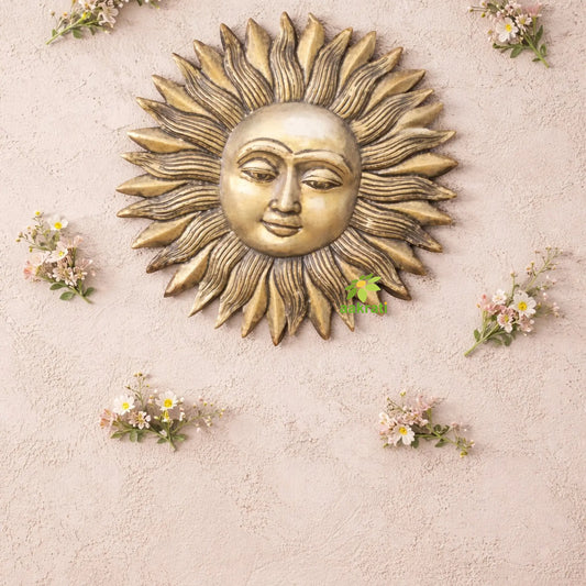 Brass Sun Face Wall Décor | Unique and Elegant Wall Art for Modern Homes | Brass Sun Face Wall Showpiece ( Brown, 7 inch)