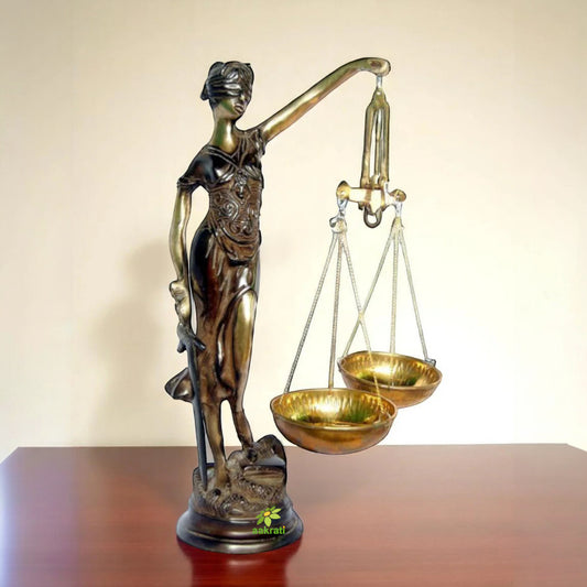 Brass Justice Lady Staue Holding Balance Scale