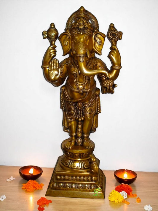 Lord Ganesha Standing Brass Statue