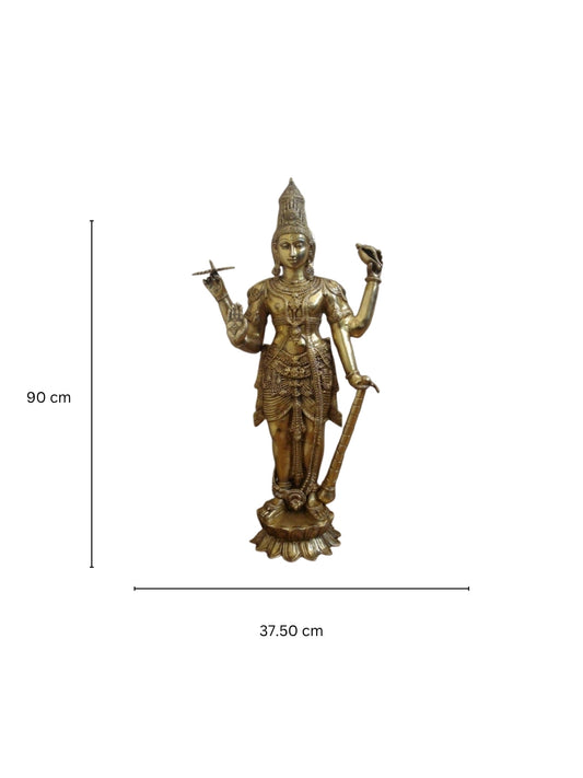 Antique Lord Vishnu Brass Standing Statue